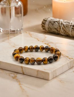 Bracelet Oeil de Tigre perles 10mm