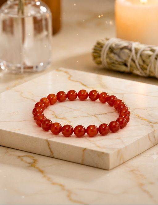 Bracelet perles 8mm - Agate rouge