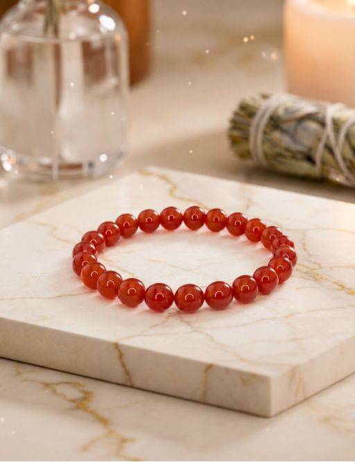 Bracelet perles 8mm - Cornaline rouge