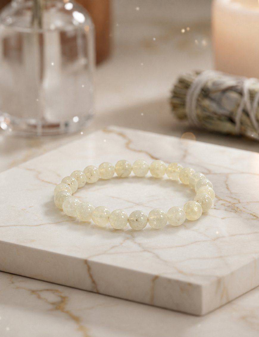Bracelet perles 8mm - Jade blanche