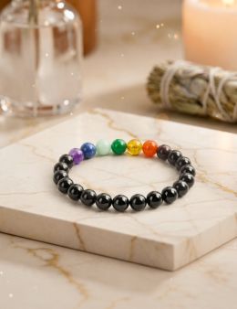 Bracelet perles 8mm - Tourmaline noire - 7 Chakras