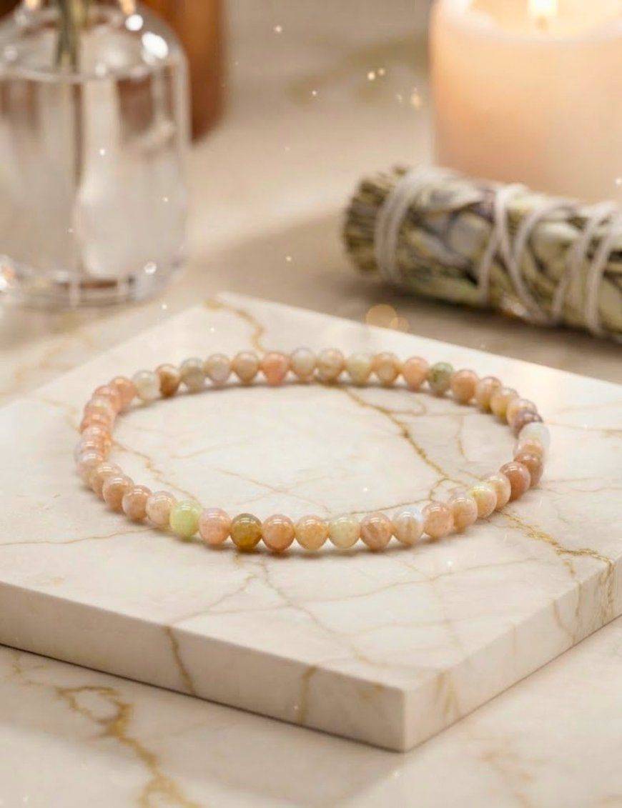 Bracelet Pierre de Soleil 'AA' perles 4mm