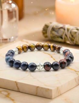 Bracelet Protection 7-mix 3 Oeils Naturel perles 8mm