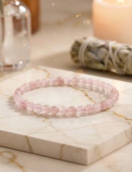 Bracelet Quartz Rose Perles 4mm