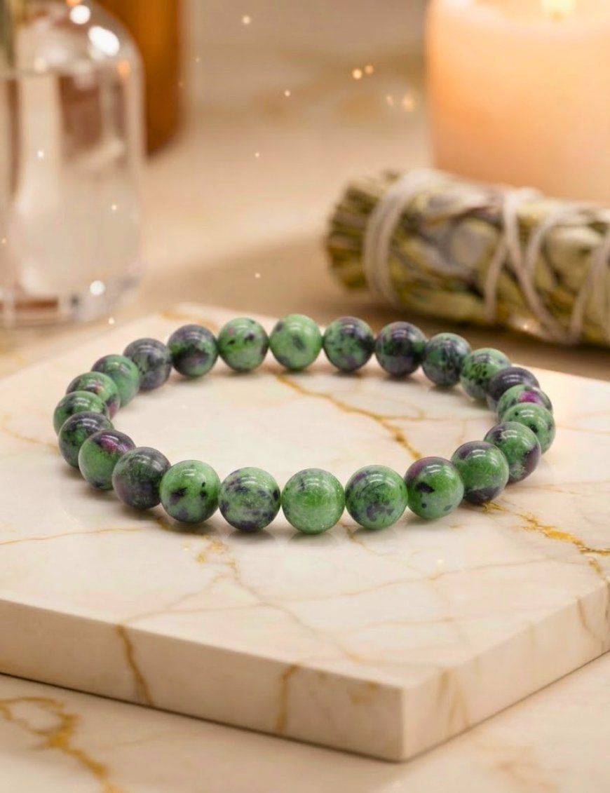 Bracelet Rubis Zoïsite perles - 8mm