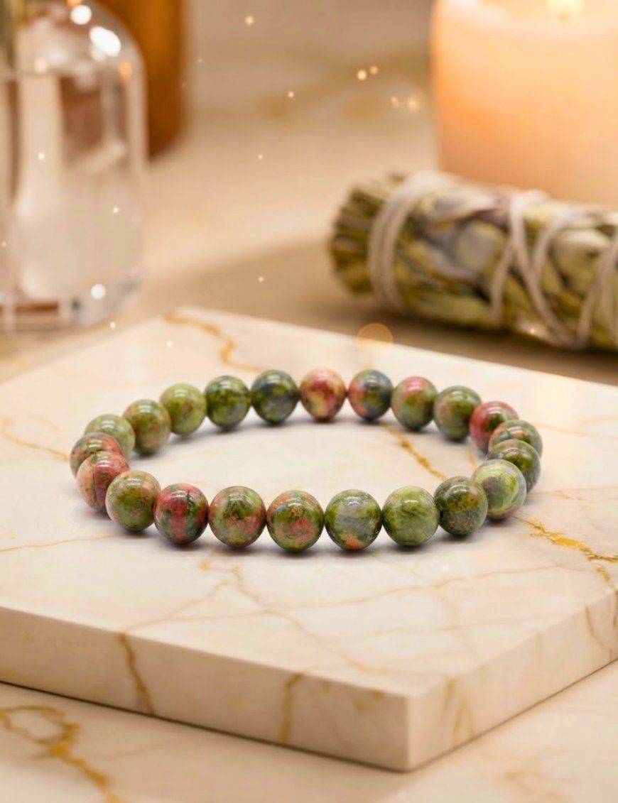 Bracelet Unakite perles 8mm