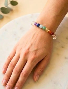Bracelet perles 8mm - Cristal de roche - 7 chakras