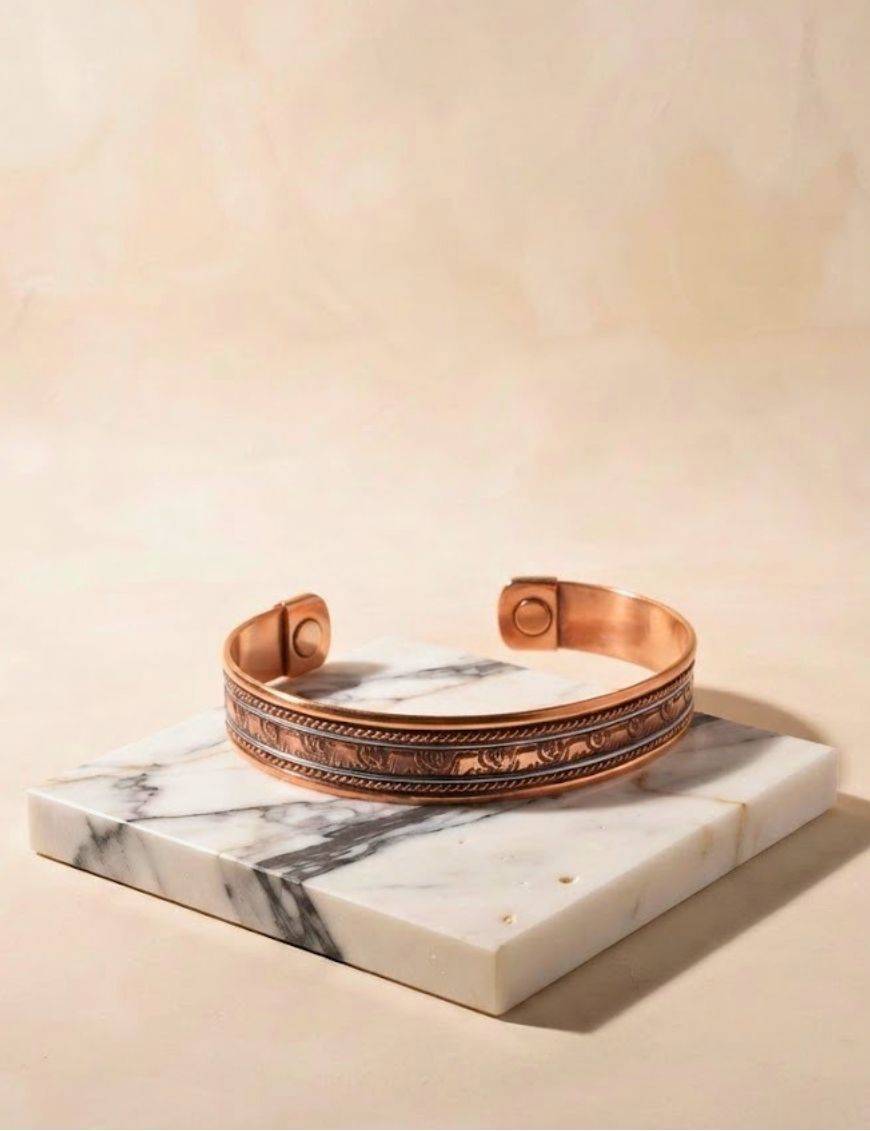 Bracelet magnétique en cuivre Éléphants Porte-Bonheur, chance et sagesse