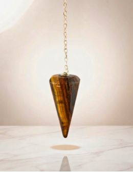 Pendule divinatoire en œil de tigre facetté : protection et détermination en radiesthésie