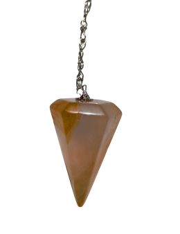 Pendule divinatoire en pierre CITRINE conique facettée avec chaîne argentée