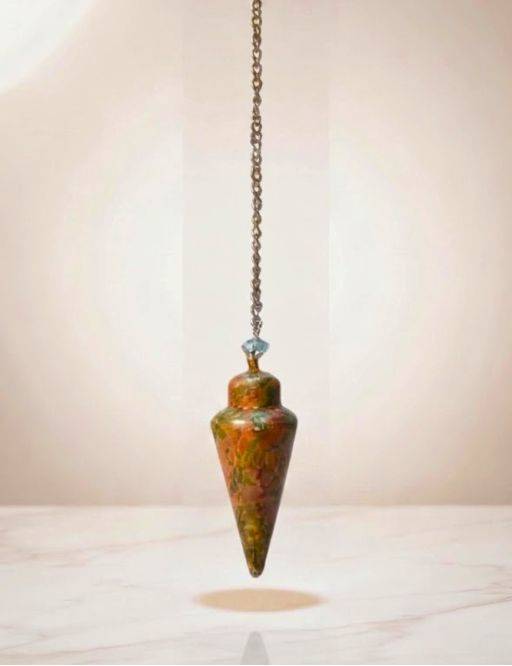 Pendule divinatoire Unakite conique 3cm | Renouveau & radiesthésie