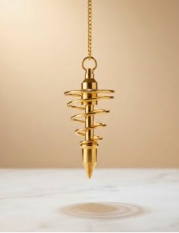 Pendule spirale dorée à ressort ouvert | Radiesthésie