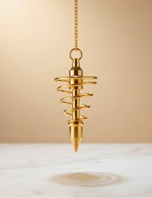 Pendule spirale dorée à ressort ouvert | Radiesthésie