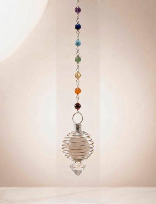 Pendule spirale et cristal de roche | Radiesthésie