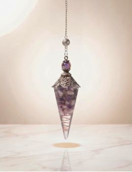 Pendule Orgonite Amethyste 6 faces
