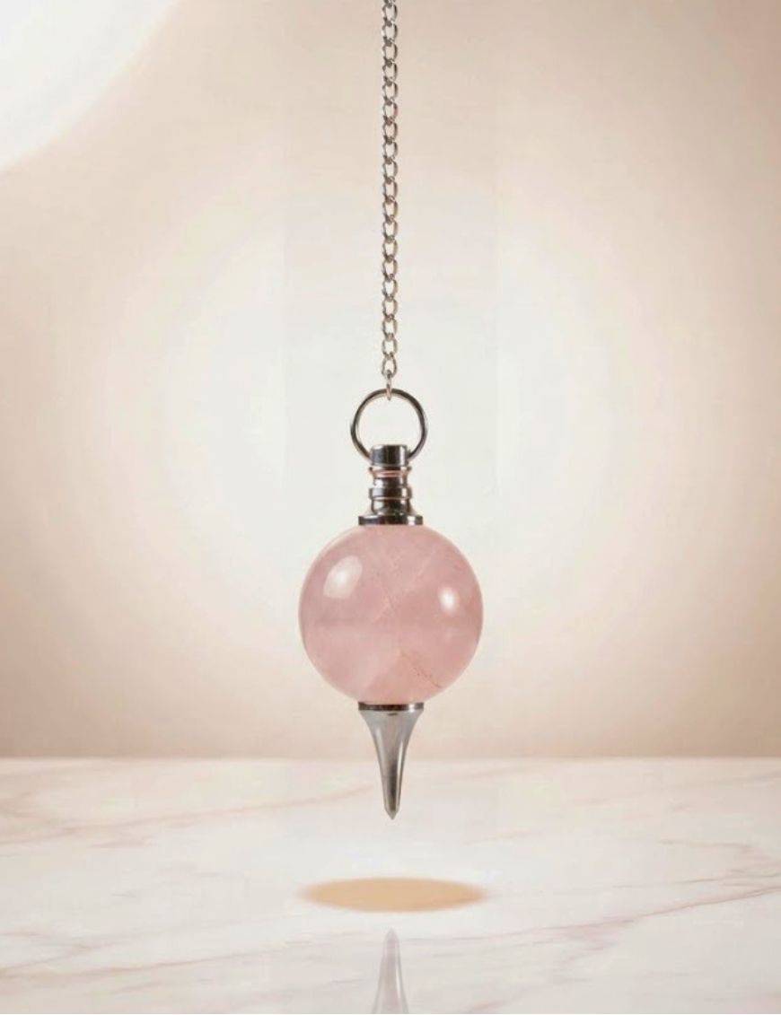 Pendule divinatoire quartz rose goutte - amour & tendresse