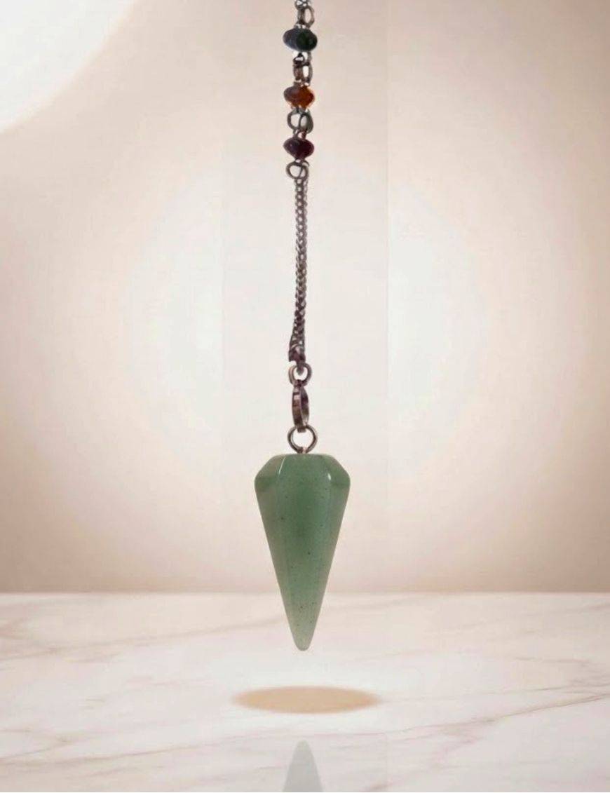Pendule divinatoire aventurine 7 chakras - Harmonisation & radiesthésie