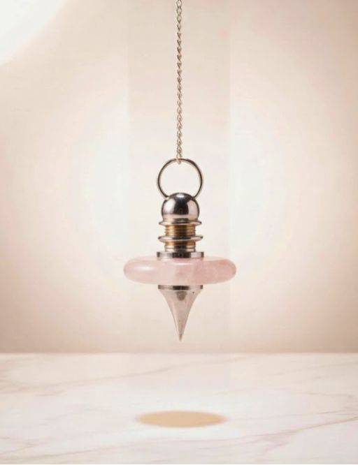Pendule divinatoire donut quartz rose - Amour & radiesthésie