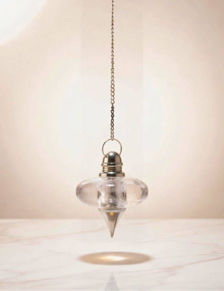Pendule divinatoire donut cristal de roche - Pureté & radiesthésie