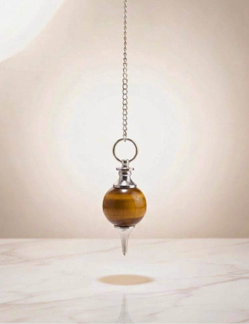 Pendule sphère œil de tigre : protection & radiesthésie