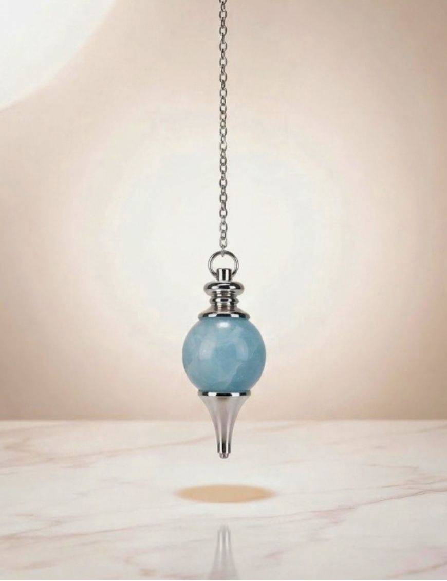 Pendule goutte aigue-marine : paix & radiesthésie