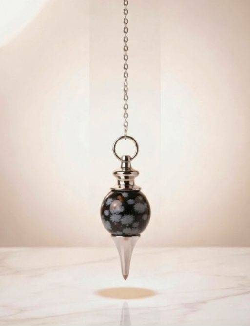 Pendule Obsidienne neige : Intuition & ancrage en radiesthésie