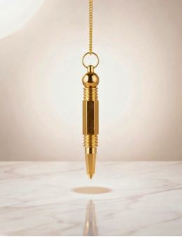 Pendule divinatoire métal doré hexagonal avec chaînette