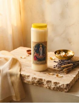 Bougie Veilleuse Blanche 9 jours Notre Dame de lourdes - 9x12.5cm