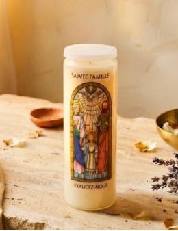 Bougie de neuvaine vitrail Sainte Famille 