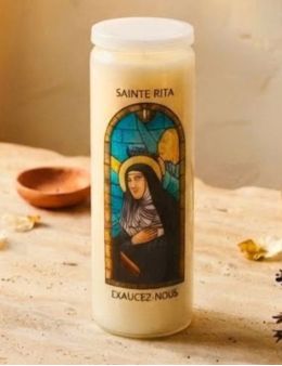 Bougie de neuvaine vitrail Sainte Rita