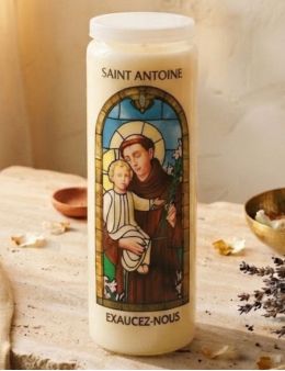 Bougie de neuvaine vitrail Saint Antoine