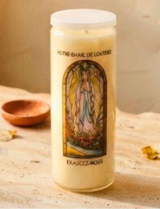 Bougie de neuvaine vitrail Notre Dame de Lourdes