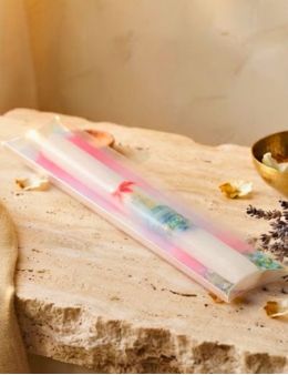 Bougie étui baptême Rose 