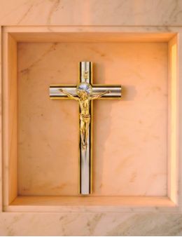 Superbe crucifix / croix en bois doré et argenté, Christ en métal doré
