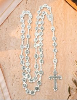 Grand chapelet Vierge Miraculeuse métal argenté (60 cm) | Dévotion mariale