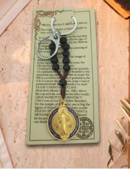 Porte-clés dizainier Saint Benoît | Médaille émaillée & protection