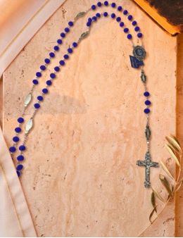 Chapelet Vierge Miraculeuse, cristal bleu