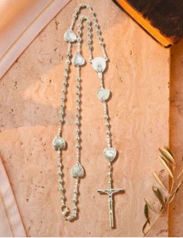 Chapelet roses argentées et cœurs, de l'Apparition