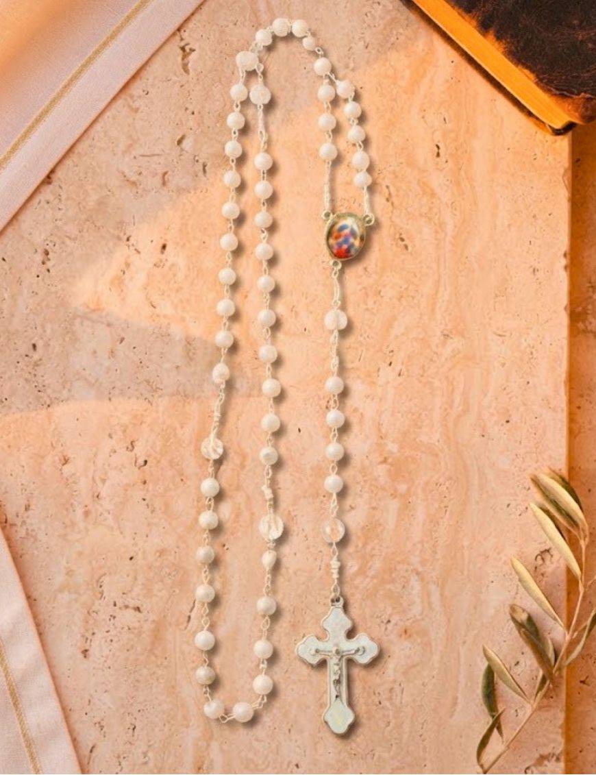 Chapelet Marie qui défait les nœuds, perles blanches