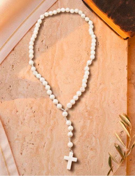 Chapelet en nacre, pierres fines 6 mm
