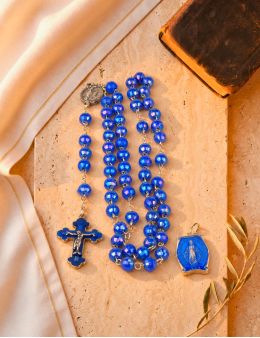 Chapelet chaînette, croix et médaille émaillées