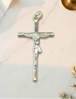Pendentif Crucifix argent avec christ rhodié