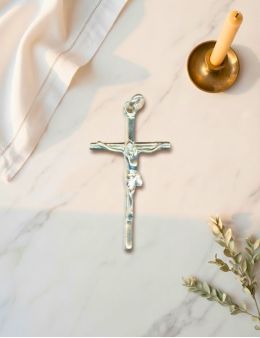 Pendentif Crucifix argent avec christ rhodié