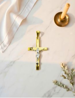 Pendentif crucifix argent 925 et plaqué or