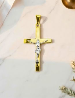 Pendentif crucifix argent 925 et plaqué or