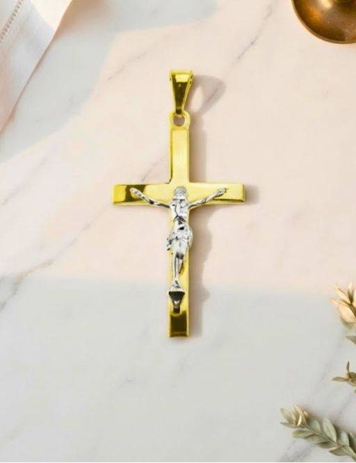 Pendentif crucifix argent 925 et plaqué or
