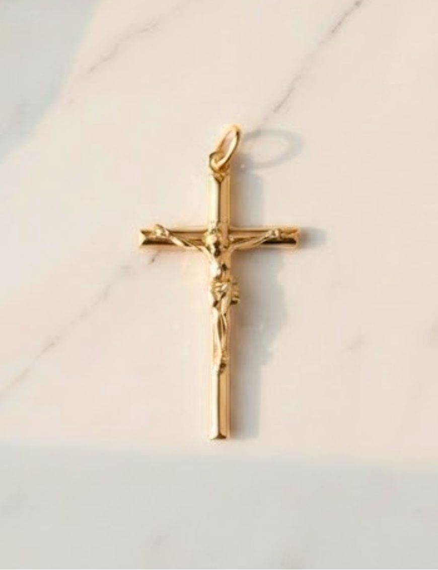 Crucifix plaqué or rodhié