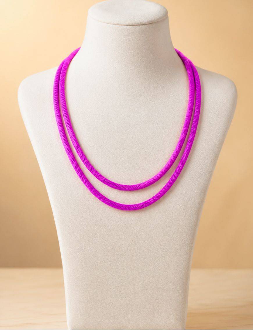 Collier/Chaîne métal - 60 cm - Fuchsia