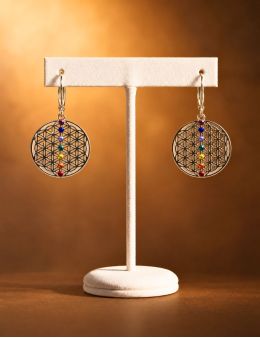 Boucles d'oreilles plaquée Argent - 7 chakras - Linéaire 