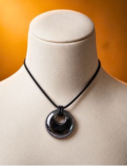 Pendentif pierre ronde percée - Hématite